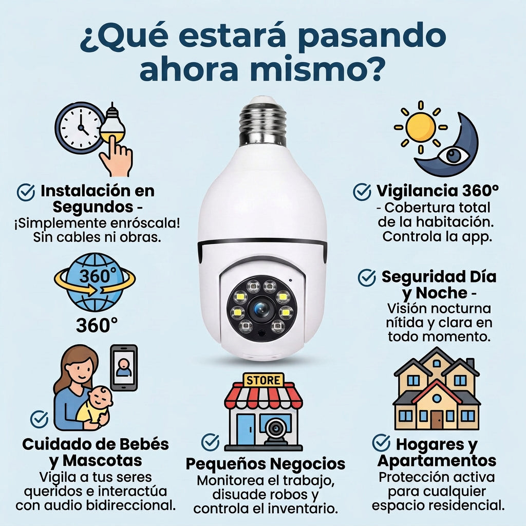Cámara WiFi 360° HD con visión nocturna