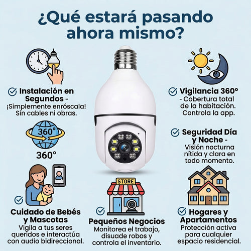 Cámara WiFi 360° HD con visión nocturna