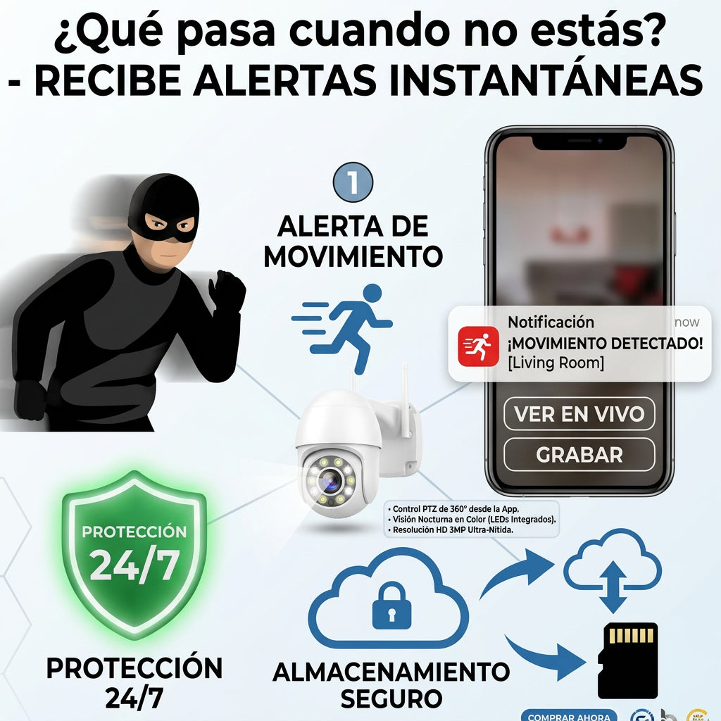 Cámara WiFi 360° HD con visión nocturna